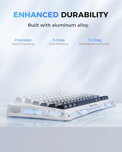 GravaStar Mercury K1 75% Wireless Mechanical Gaming Keyboard RGB Backlit | Gasket Mount, Hot Swappable Linear Switches, Creamy Sound Keyboard, 2.4GHz/USB-C/Bluetooth 5.0, for Win/Mac【Gradient White】 - color: Gradient White