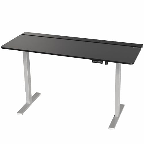 VIVO Black 71 x 30 in Standing Desk, DESK-KIT-1G6-P3B-71 | Electric, Holds 220 lbs, Sit Stand, Height Adjustable, Cable Tray, Full-Size Mouse Pad, Office Furniture, Gray Frame - color: Black Top / Gray Frame, size: 71 x 30