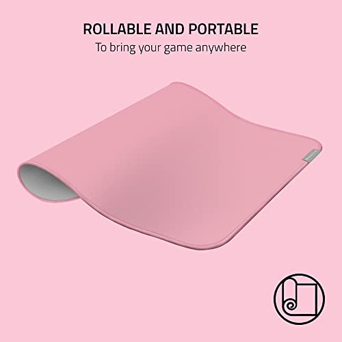 Razer Strider Hybrid Mouse Mat with a Soft Base & Smooth Glide: Firm Gliding Surface - Anti-Slip Base - Rollable & Portable - Anti-Fraying Stitched Edges - Water-Resistant - Large - Quartz Pink - color: Quartz Pink, size: 15.8L x 17.7W inches