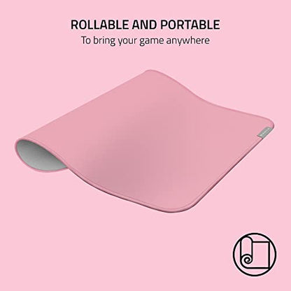 Razer Strider Hybrid Mouse Mat with a Soft Base & Smooth Glide: Firm Gliding Surface - Anti-Slip Base - Rollable & Portable - Anti-Fraying Stitched Edges - Water-Resistant - Large - Quartz Pink - color: Quartz Pink, size: 15.8L x 17.7W inches