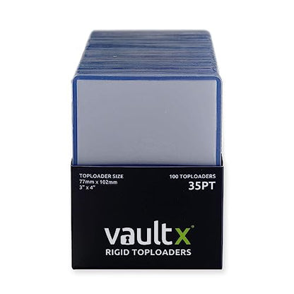 Vault X (800 Pack) - 400 Toploaders 35pt & 400 Penny Sleeves - 3" x 4" Rigid Card Holders + Soft Sleeves for Trading Cards