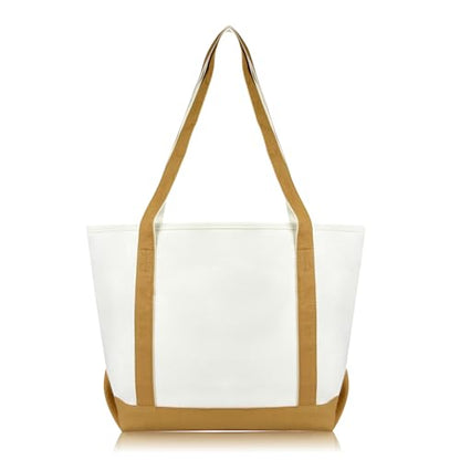 DALIX Daily Shoulder Tote Bag Premium Cotton in Brown - color: Brown