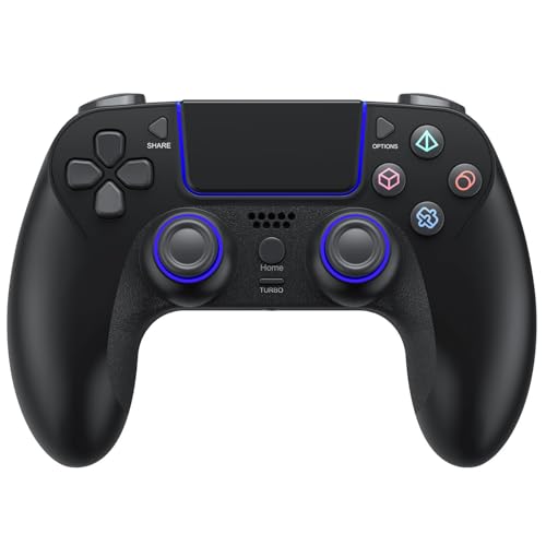 Wireless Game Controller for PlayStation 4 Bluetooth Replacement Gamepad for PS-4 Slim/Pro & Windows PC Rechargeable Portable Double Vibration Joystick Remote Joypad with 1000mAh Battery,Turbo,Mapping