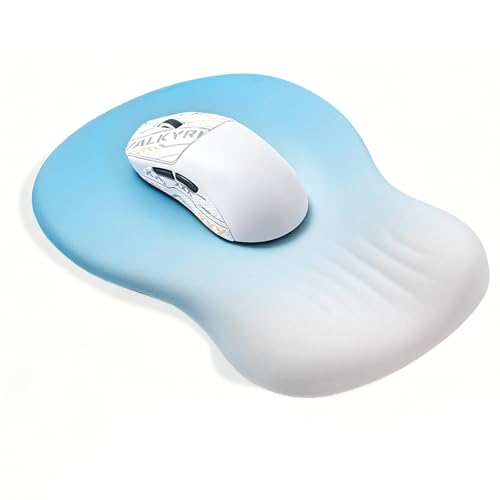 Ergonomic Blue Mouse Pad with Wrist Support, Comfortable Memory Foam Mousepad with Wrist Rest for Computer & Laptop, Non-Slip Base Office Mouse Pads for Pain Relief - color: blue mouse wrist rest