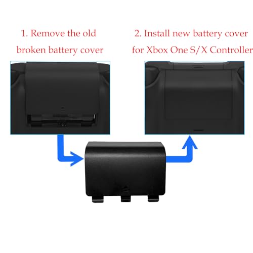 4 Pack Series S/X Replacement Battery Back Cover for Xbox Series S/X Controller,Series S/X Battery Cover Door,Battery Back Shell Covers for Xbox Series S/X Controller(Black) - color: Black