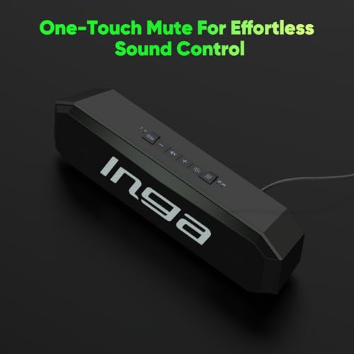 INGA Bluetooth Computer Speakers with Dual Mode Gaming & Music, USB Powered | Plug and Play, Colorful LED Lights, Compatible with Desktops, Laptops, Phones, Tablets - size: Bluetooth Speaker