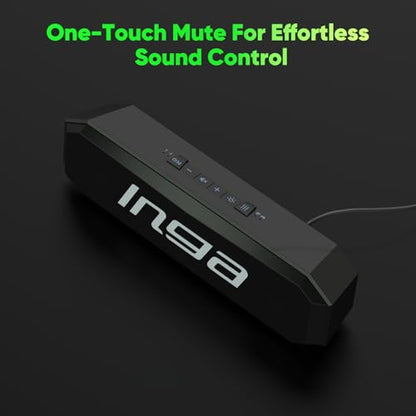 INGA Bluetooth Computer Speakers with Dual Mode Gaming & Music, USB Powered | Plug and Play, Colorful LED Lights, Compatible with Desktops, Laptops, Phones, Tablets - size: Bluetooth Speaker