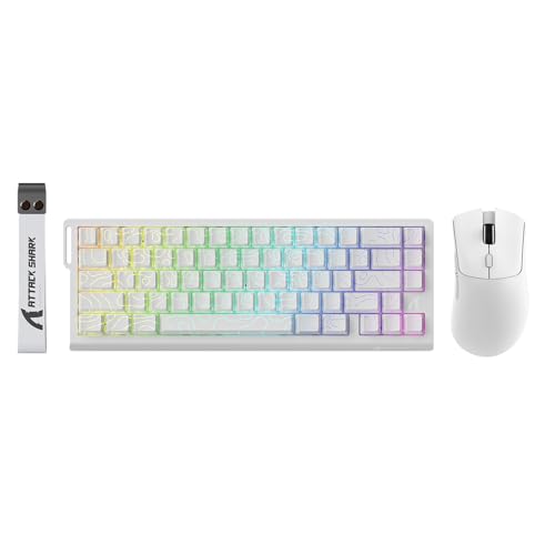 ATTACK SHARK X68HE 60% Wired RT 8K Keyboard+Wireless R1 Mouse-White Contour | Adjustable Actuation,Hall Effect Mechanical Magnetic Switch,Coiled Cable,USB C/2.4Ghz/BT Ultralight 18K DPI Mice for PC Gamer - color: White Contour, size: Keyboard Mouse