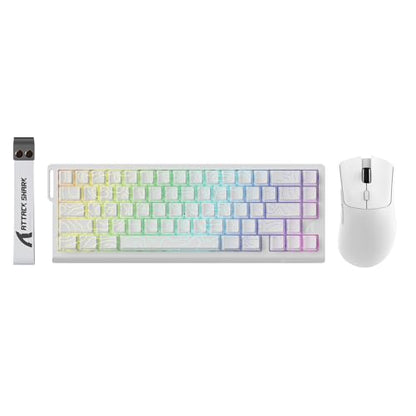 ATTACK SHARK X68HE 60% Wired RT 8K Keyboard+Wireless R1 Mouse-White Contour | Adjustable Actuation,Hall Effect Mechanical Magnetic Switch,Coiled Cable,USB C/2.4Ghz/BT Ultralight 18K DPI Mice for PC Gamer - color: White Contour, size: Keyboard Mouse