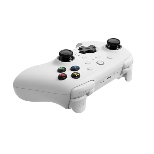 8Bitdo Ultimate 2 Wireless Controller for PC, Apple, Steam & Android, White | TMR Joysticks, Hall/Tactile Triggers, 8Speed 2.4G, 1000Hz Polling Rate, Motion Control, RGB Fire Ring, Charging Dock - color: White