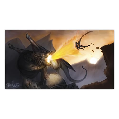 Forged Dice Co. Dice Tray 14" - Reversible Dice Rolling Mat - Compatible with Board Games and Tabletop RPGs Like Dungeons and Dragons Pathfinder Roleplaying Games - Dragon Slayer - color: Black Tray W/ Dragon Slayer Mat