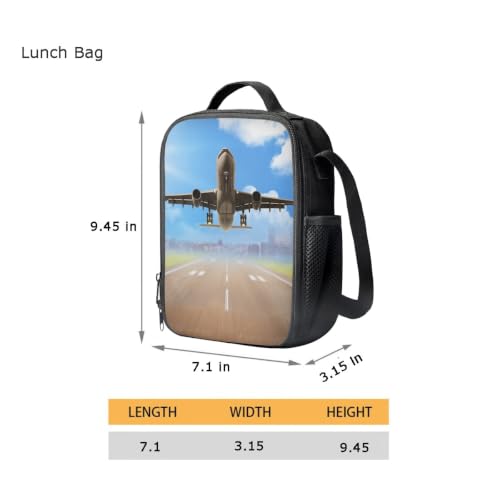 Backpack with Pencil Pouch with Lunch Bag Set for 6+ Years Old Kid Boy Girl - color: Plane Backpack 5- Bookbag + Pencil Bag + Lunch Bag