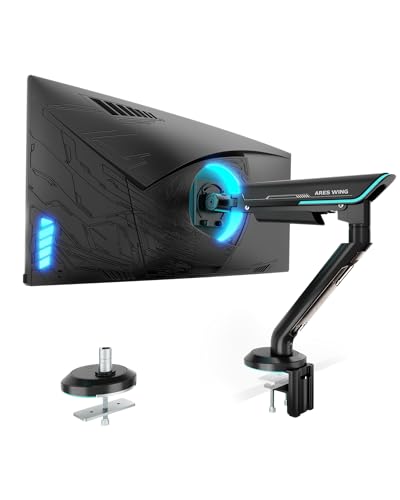 Single Gaming Monitor Arm for 24"-57" Screen, Black | Computer Monitor Stand Holds Up to 60LBS - color: BLACK, style: Non-RGB