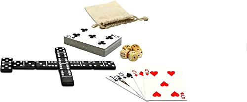 WE Games Double 6 Dominoes Combo Set - 12-in-1 Travel Games for Families and Adults - Dice & Poker Games (Pack of 2) - size: 2.0 x 0.5 x 6.75 in. (Pack of 2)
