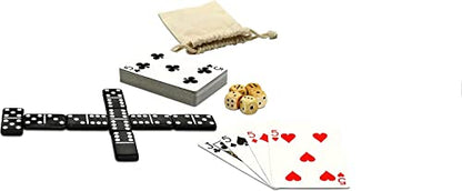 WE Games Double 6 Dominoes Combo Set - 12-in-1 Travel Games for Families and Adults - Dice & Poker Games (Pack of 2) - size: 2.0 x 0.5 x 6.75 in. (Pack of 2)