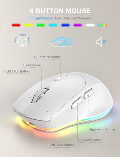 Wireless Keyboard and Mouse Combo - 9 Backlit Effects, RGB, 2.4Ghz | Ergonomic Wrist Rest, Phone Holder, Rechargeable, Full Size, KM22 MAX Silent Set for Computer, Laptop, Mac, Windows (White) - color: Cloudy White