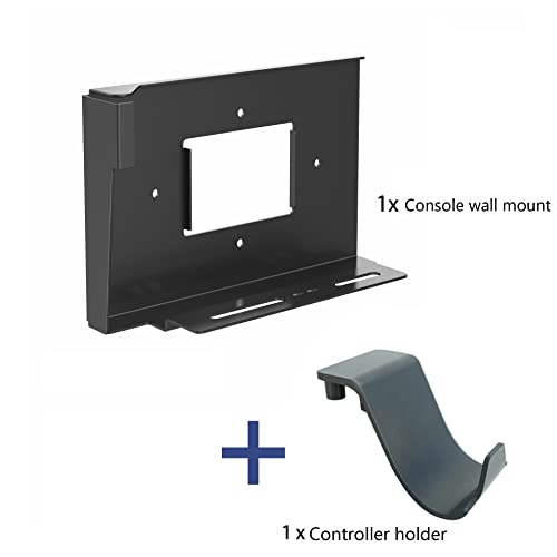 Monzlteck Wall Mount Holer for PS5 Original/Slim/Pro (Disc and Digital)+Controller Holder,All Metal Vertical Hanging On Wall with Power Botton Left/Right
