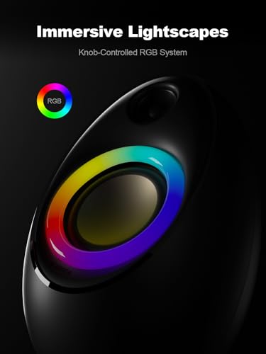 Bluedee Computer Speakers for Desktop PC, 20W Peak, Bluetooth 5.4 USB USB-C | DSP-Tuned Stereo Sound, Dual Tweeters & Full-Range Drivers, RGB PC Speakers for Desktop, One-Knob Control, Plug and Play
