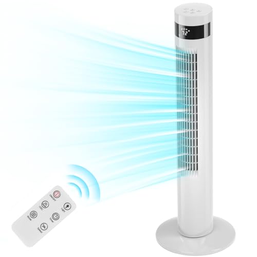 Antarctic Star Tower Fan Portable Electric Oscillating Fan (36 inch, White) | Quiet Cooling, Remote Control, Standing, Bladeless, 3 Speeds Wind Modes, Timer, for Bedroom Office - color: White, size: 36 Inch