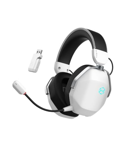 Edifier G5 MAX THX Spatial Audio Quad-Mode Gaming Headset, White | 53mm Driver, AI Noise-Canceling Detachable Mic, RGB Lighting. Hi-Res Audio Wireless, Compatible with PC, Console & Mobile - color: White
