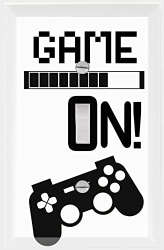 Cool Light Switch Plate Cover Video Gamer Room Decor Novelty Wall Gaming Gift Decorative Fun Teen Boy Man Cave Game Controller Graphics Bedroom (GAME ON!) - color: GAME ON!