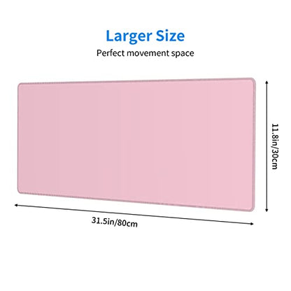 Pink Mouse Pad Extended Large Gaming Mousepad XL Big Long Oversized Desk Mat Stitched Edges 31.5 X 11.8 Inch for Home Office - color: Black5