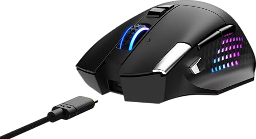 msi Versa PRO W Gaming Mouse, 26000 DPI, 70M+ Clicks, OMRON Optical Micro Switch, Optical Sensor, Ergonomic Ambitextrous Hand Design, RGB Light