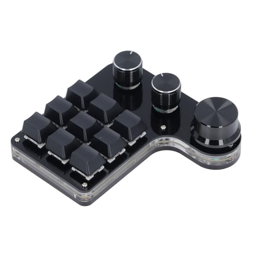 USB Mini Macro Mechanical Keypad with 9 Programmable Keys and 3 Control Knobs, Red Switches, RGB LED Backlit, Onboard Memory Storage, Wired Gaming and Industrial Controller for