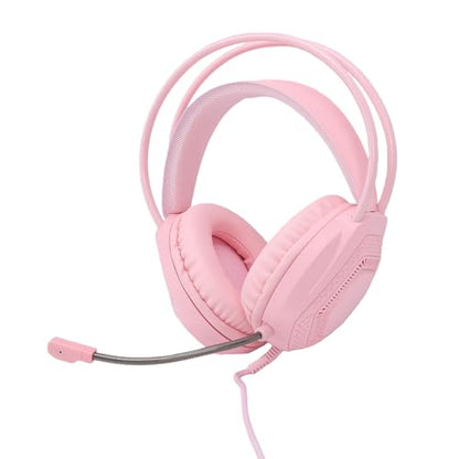 Wired Gaming Headset, 7.1 Surround Sound RGB Over Ear Headphones with Noise Cancelling Mic, 50mm Driver, Memory Foam Earpads for PC, Switch (Pink) - color: Pink