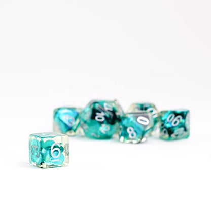 FanRoll 16mm Resin Poly DND Dice Set: Mermaid Scales, Role Playing Game Dice for Dungeons and Dragons