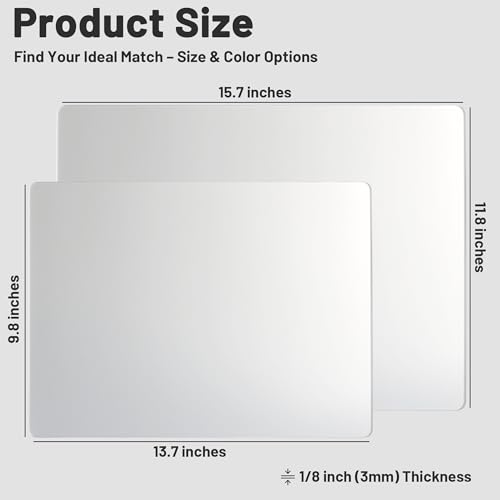 Glass Gaming Mouse Pad, Hard Mousepad for Gaming, 13.7” x 9.8” Ultra-Smooth Micro-Etched Surface Mousepad, Improved Precision & Speed, Anti-Slip Base, Silver - color: Silver, size: 13.7L x 9.8W inches
