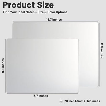 Glass Gaming Mouse Pad, Hard Mousepad for Gaming, 13.7” x 9.8” Ultra-Smooth Micro-Etched Surface Mousepad, Improved Precision & Speed, Anti-Slip Base, Silver - color: Silver, size: 13.7L x 9.8W inches