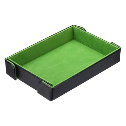 uxcell PU Leather Dice Tray, Rectangle Magnetic Folding Velvet Portable Folding Dice Rolling Tray for Table Games Keys Wallet Watch Coin, Grass Green - color: Grass Green
