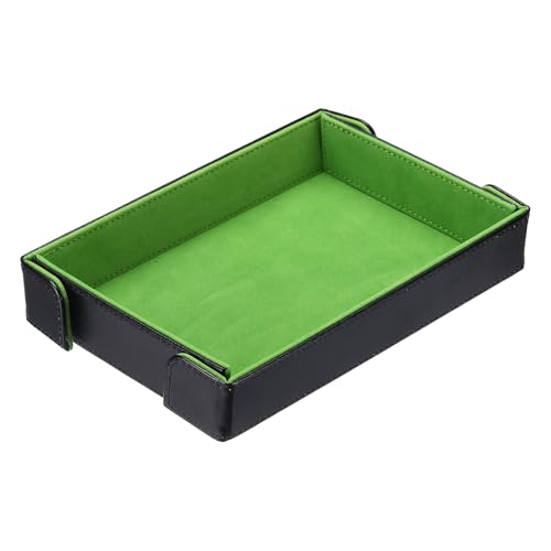 uxcell PU Leather Dice Tray, Rectangle Magnetic Folding Velvet Portable Folding Dice Rolling Tray for Table Games Keys Wallet Watch Coin, Grass Green - color: Grass Green