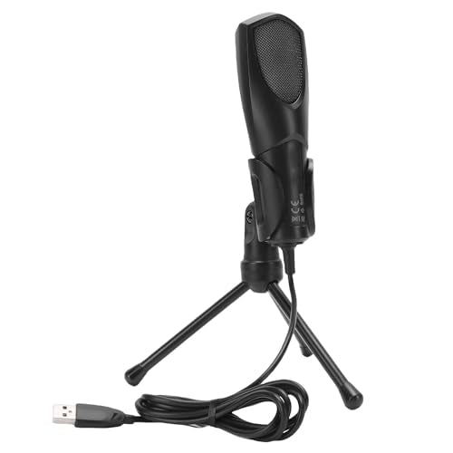 Tbest Gaming USB Microphone RGB Condenser Computer Mic with Tripod Stand for PC Laptop Streaming Podcasting Recording Black ABS