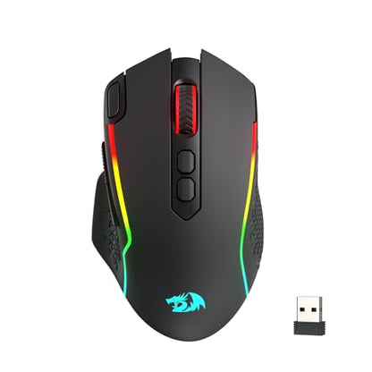 Redragon M810 MAX Wireless RGB Gaming Mouse 12000 DPI Remapping Keys | Cable-Free 0 Delay, Smooth Precise Tracking, Rapid-Fire Macro Keybinds, Vibing Backlight, Ergonomic Grip Body Comfort - color: Black, style: M810 PRO MAX