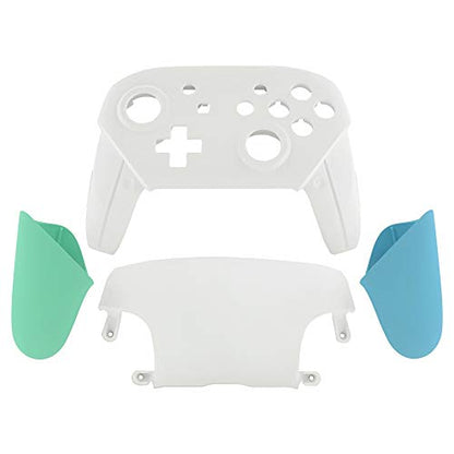 eXtremeRate White Faceplate Backplate Mint Green Heaven Blue Handles for Nintendo Switch Pro Controller, DIY Replacement Hand Grip Housing Shell Cover for Nintendo Switch Pro - Controller NOT Included - color: Mint Green & Heaven Blue