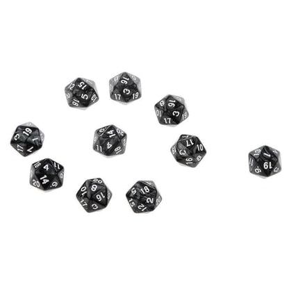 10PCS Polyhedral Dice - D20, 20mm Acrylic, 20 Sided Dice for RPG, MTG, DND, Table Games (Black) - color: Black