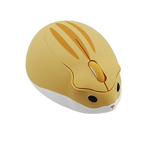 2.4GHz Wireless Mouse Cute Hamster Shape Less Noice Portable Mobile Optical 1200DPI USB Mice Cordless Mouse for PC Laptop Computer Notebook MacBook Kids Girl Men Women Adults Gift (Yellow) - color: Yellow