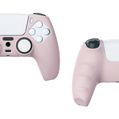 PlayVital Cherry Blossoms Pink Pure Series Anti-Slip Silicone Cover Skin for ps5 Controller, Soft Rubber Case for ps5 Wireless Controller with White Thumb Grip Caps - color: Cherry Blossoms Pink