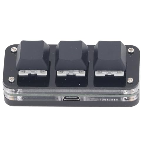 Diyeeni 3 Keys Macro Mechanical Keypad, One Handed Programmable Keypad, Blue Switch RGB Backlight, USB Customized Shortcut Macro Pad for Work Games, Select All Cut Copy Paste