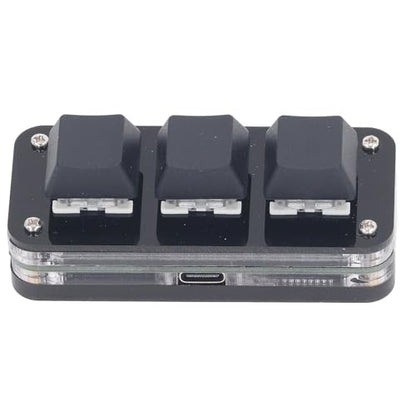 Diyeeni 3 Keys Macro Mechanical Keypad, One Handed Programmable Keypad, Blue Switch RGB Backlight, USB Customized Shortcut Macro Pad for Work Games, Select All Cut Copy Paste