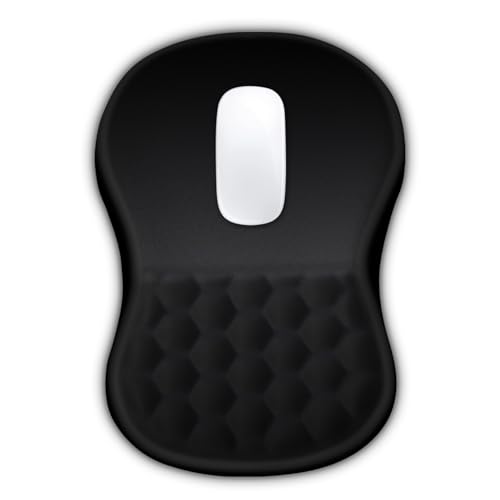 Hokafenle Ergonomic Mouse Pad Wrist Support with Massage Design, Wrist Rest Pain Relief Mousepad with Memory Foam&Non-Slip PU Base, Mouse Pads for Wireless Mouse & Desk (12x8 inch,Black) - color: HK001-Black