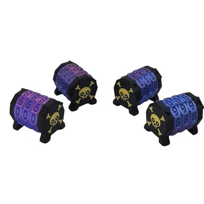 2 Pack Life Counter - HP Tracker with Tracking Card Slo MTG Skull Pattern Tabletop RPG Dungeons and Dragons(2pcs Black Gloden) - color: Black