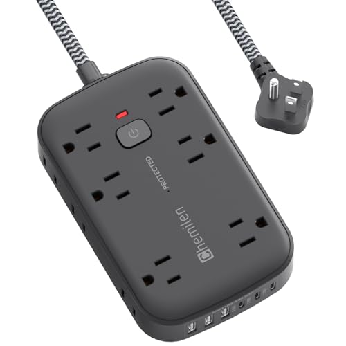 Power Strip with USB Ports, 2100J Surge Protector Outlet Extender, 5 Ft Extension Cord with 12 Outlets, 6 USB Charger(3 USB C Port), Indoor Desk Charging Station for Home and Office Accessories, Black - size: 5FT