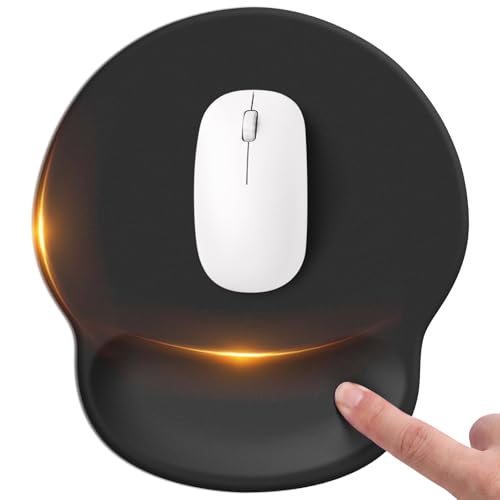 Mouse pad with Wrist Rest,Relieving Pain Memory Foam Computer pad, Ergonomic Desktop Mouse, Silicone Material Mouse pad, with Non-Slip PU Base (Black) - color: black