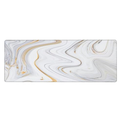 Large Mouse Pads for Desk, Extended Marble Gaming Mousepad for Women Office Gifts, Funny XL Big Stitched Waterproof Nonslip Computer Mats Deskmat for Keyboard, (Gold Grey Striped, 31.5 * 11.8 in) - color: Gold Grey Striped Marble