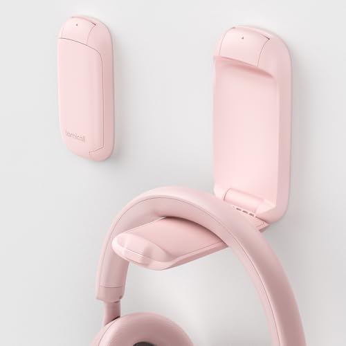 Lamicall Headphone Stand, Sticky Headset Holder - Foldable Headphone Holder Hook Mount, Adhesive Headset Hanger Clip Under Desk, Earphone Clamp for Airpods Max, HyperX, Sennheiser, Pink - color: Pink
