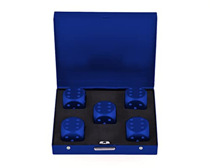DS.DISTINCTIVE STYLE Aluminum Alloy Dice 5 Pieces 16mm Portable Metal Dices with Case 6 Sided Dice for Party Game - color: Blue, style: Square