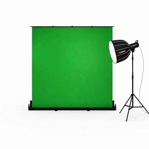 NearStream VK50 Green Screen & SL40 Softbox Light Kit, 78.7" x 89.3" Pull-Up Chroma Key Backdrop with 100W Dimmable Studio Light, 2700K–6500K, Adjustable Stand for Streaming, Video Recording, Zoom